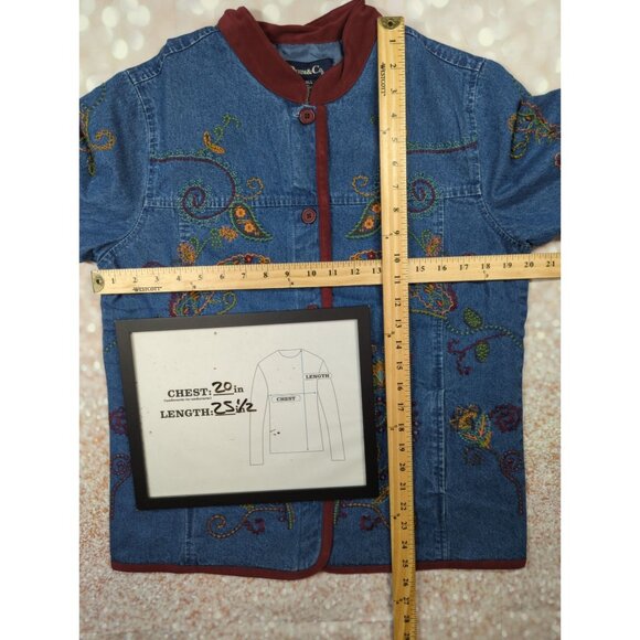 Vintage Denim & Co Women Small 2 pc set slacks and Embroidered Jean Jacket New - Picture 9 of 15